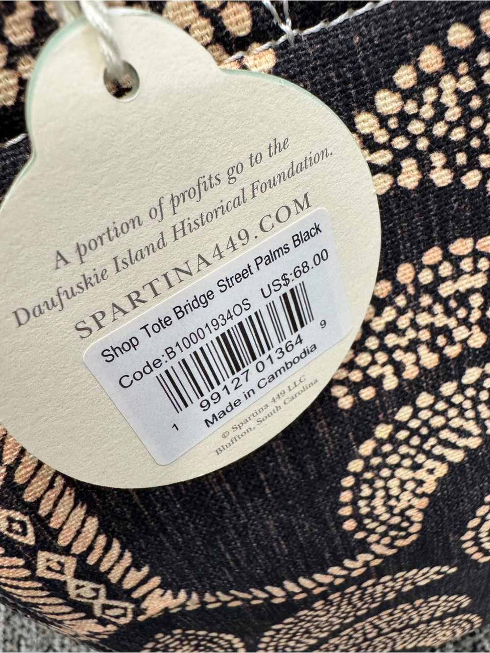 Spartina 449 Black & Blush Palm Jacquard Shopper Tote - Picture 3 of 3